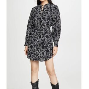 Joie Brooklynn Leaf Print Dress in Caviar. L